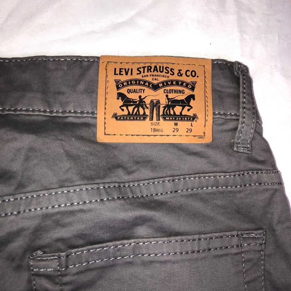 Levis 511 Slim Gray Chino Pants Mens 29x29 Charcoal Five Pocket Casual Trousers - Picture 12 of 13